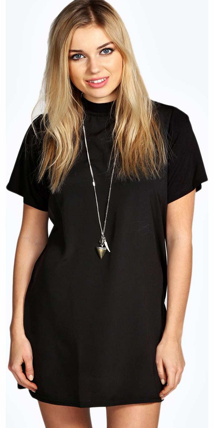 Monica Turtle Neck Shift Dress - black azz17620
