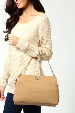 Nadia Suede Look Chain Handle Bag Female