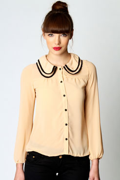 boohoo Nina Peter Pan Collar Chiffon Blouse Female