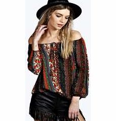 boohoo Paisley Print Tie Neck Smock Blouse - multi