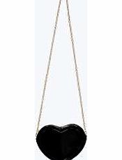 boohoo Patent Heart Shaped Cross Body Bag - black