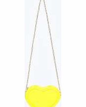 boohoo Patent Heart Shaped Cross Body Bag - yellow