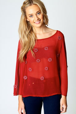 boohoo Penny Flower Detail Blouse Female