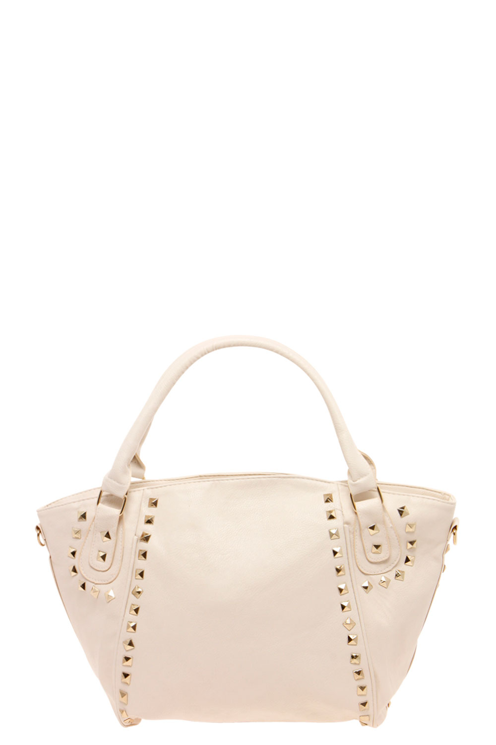 Rachel Studded Outline Handbag - cream,