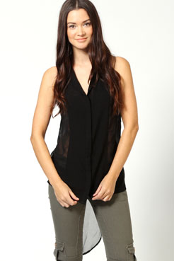 boohoo Rebecca Sleeveless Dip Hem Blouse Female