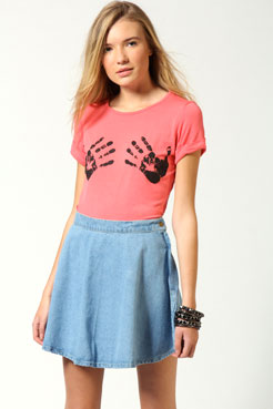 Rihanna Roll Back SleeveT-Shirt With Hand Print