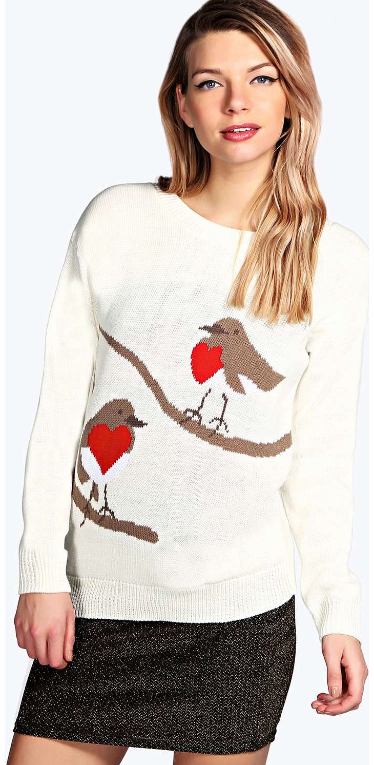 Robin Red Breast Jumper - cream azz14831