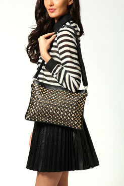 Ronalie Gold Studded Clutch Bag Female