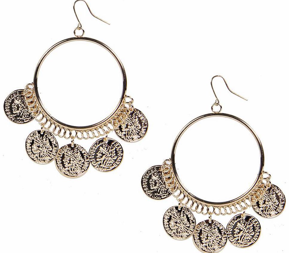 Ronya Coin Hoop Earrings - silver azz18129