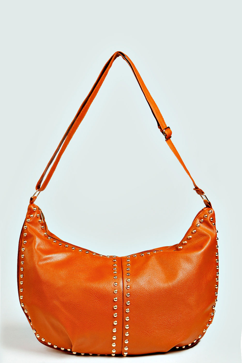 Rose Stud Trim Hobo Bag - tan azz36696