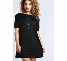 Scarlett Roll Back Ponte Shift Dress - black