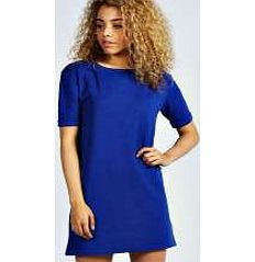 Scarlett Roll Back Ponte Shift Dress - cobalt