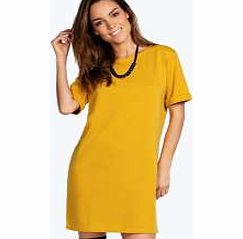 Scarlett Roll Back Ponte Shift Dress - mustard