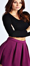 boohoo Scuba Box Pleat Skater Skirt - magenta azz47865