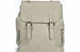 boohoo Selena Mock Croc Flap Backpack - grey azz23121