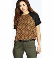 Selena Tile Print Contrast Panel Shell Top -