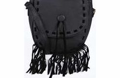 boohoo Sienna Tassel Fringe Saddle Cross Body Bag -