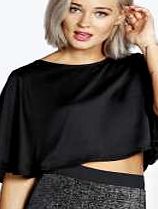 boohoo Silky Cape Blouse - black azz20631