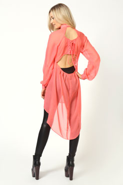 boohoo Sonya Chiffon Blouse With Corset At The Back