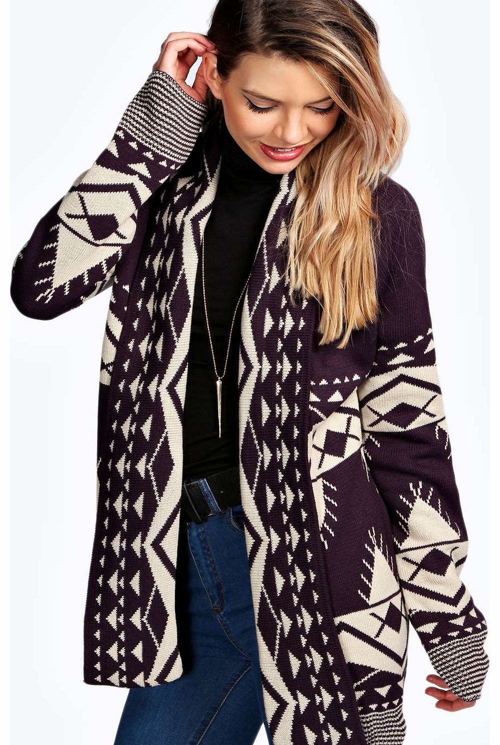 Sophie Aztec Cardigan - plum azz18993