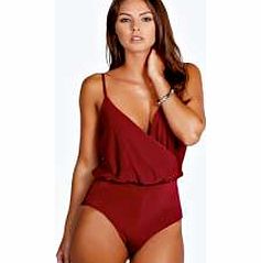 Sophie Wrap Front Bodysuit - plum azz31016