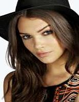 boohoo Straw Ribbon Trim Fedora - black azz11279