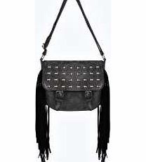 boohoo Stud and Tassel Satchel Bag - black azz12159