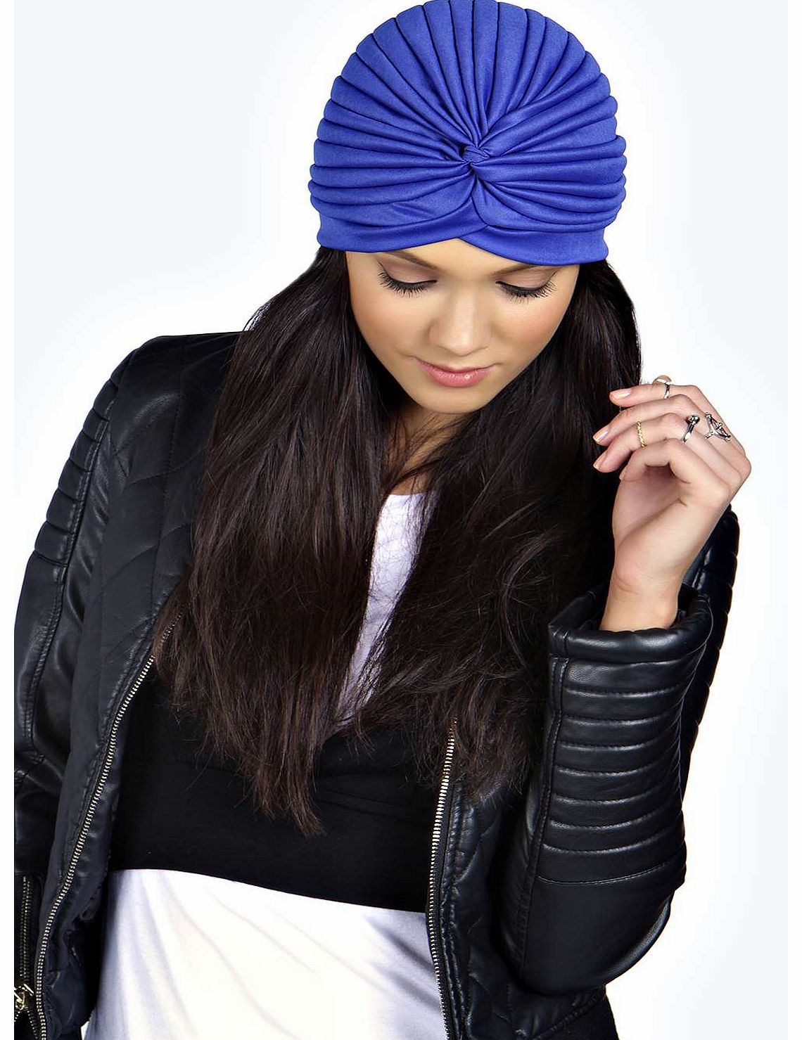 boohoo Suzie Satin Turban - navy azz18902