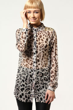 boohoo Taylor Foil Spot Chiffon Animal Blouse Female