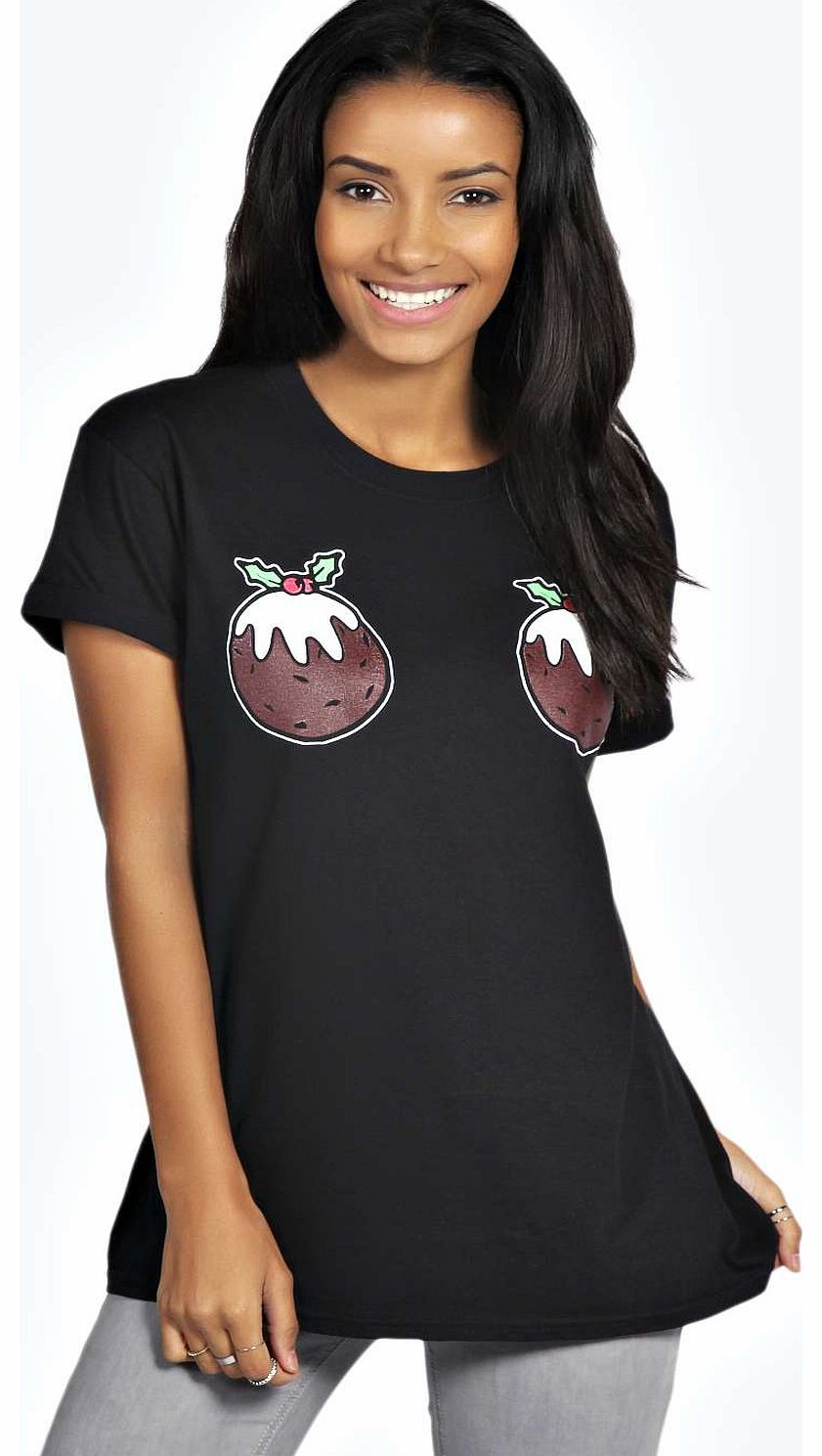 Taylor Pudding Novelty Christmas Tee - black