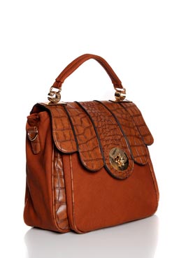 Tina Scalloped Edge Twist Clasp Satchel