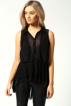 boohoo Tonya Peplum Frill Sleeveless Blouse Female