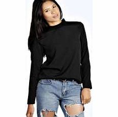 boohoo Turtle Neck Long Sleeve Chiffon Woven Blouse -