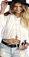 boohoo V Neck Open Shoulder Blouse - white azz12573