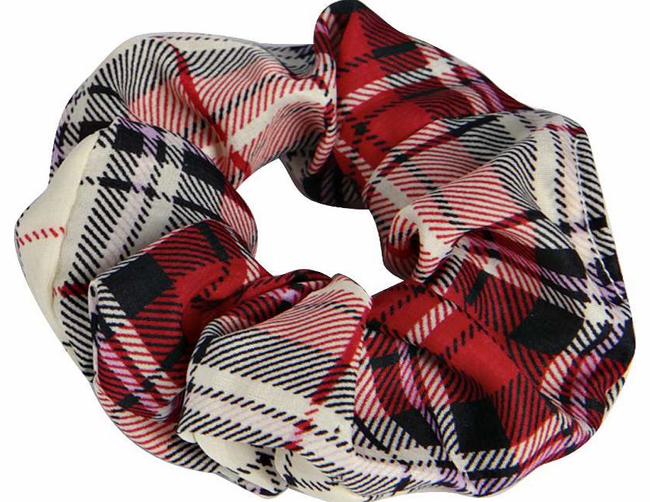 boohoo Victoria Tartan Scrunchie - cream azz14734