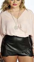 boohoo Wrap Front Chiffon Blouse - nude pzz98286
