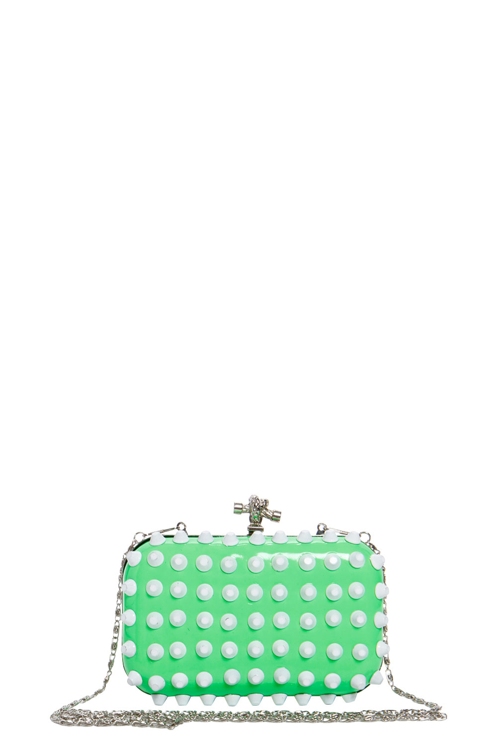 Zarah Neon Studded Clutch Bag - lime