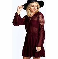 Zoe Lace Insert Chiffon Dress - plum azz21982