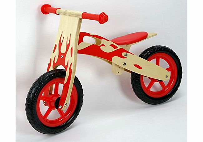 Bopster Childrens Wooden Balance Bike Boys Girls Kids Running Training Bikes Red Fury