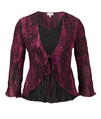 Bordeaux Crinkle Lace Print Blouse