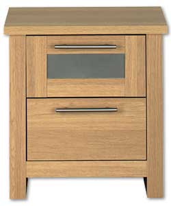 Oak 2 Drawer Bedside Chest