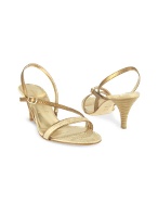 Borgo degli Ulivi Metallic Gold Leather Slingback Sandal Evening