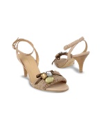 Borgo degli Ulivi Sand Crochet and Leather Ankle-wrap Sandal Shoes