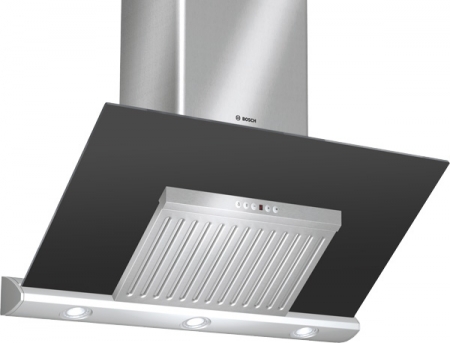 Bosch DWK096665B Black Glass Chimney Hood