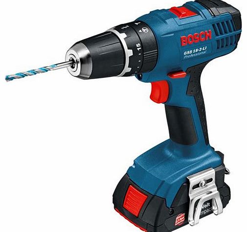 Bosch Professional GSB18-2-LI 18V Cordless Combi Drill with 2 x 1.3Ah Batteries in L-Boxx