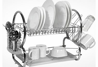 2 Tier Dish Drainer in Chrome Finish -