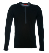 Dive Black Button Fastening T-Shirt