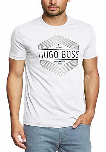 BOSS Green Mens Tee 1 Crew Neck Short Sleeve T-Shirt, White (White 100), Large