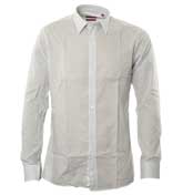 Hugo Boss White and Blue Long Sleeve Shirt