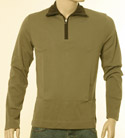 Boss Mens Boss Olive & Dark Brown 1/4 Zip High Neck Sweatshirt - Orange Label